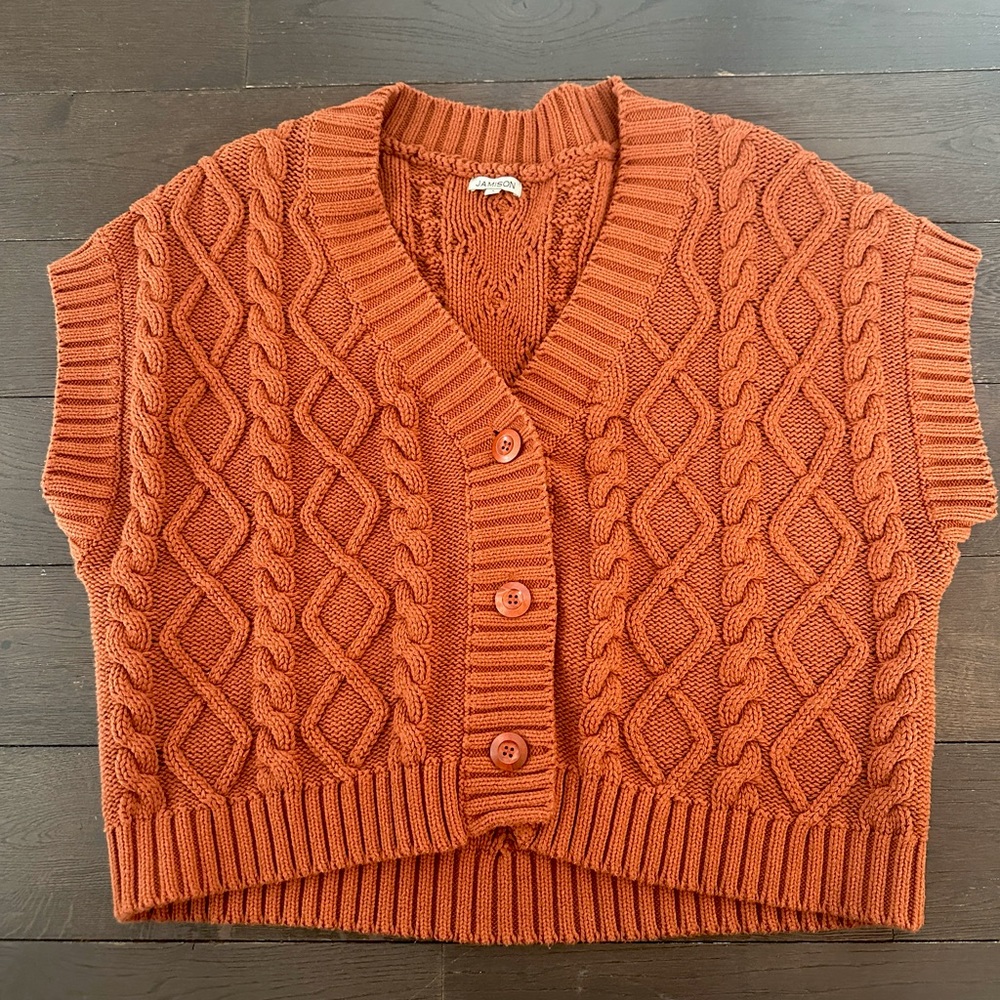 Burnt Orange Boxy Sweater Vest